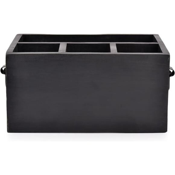 Mango Wood Flatware Caddy Utensil Holder with Napkin Holder Kitchen Organizer - Picture 4 of 6